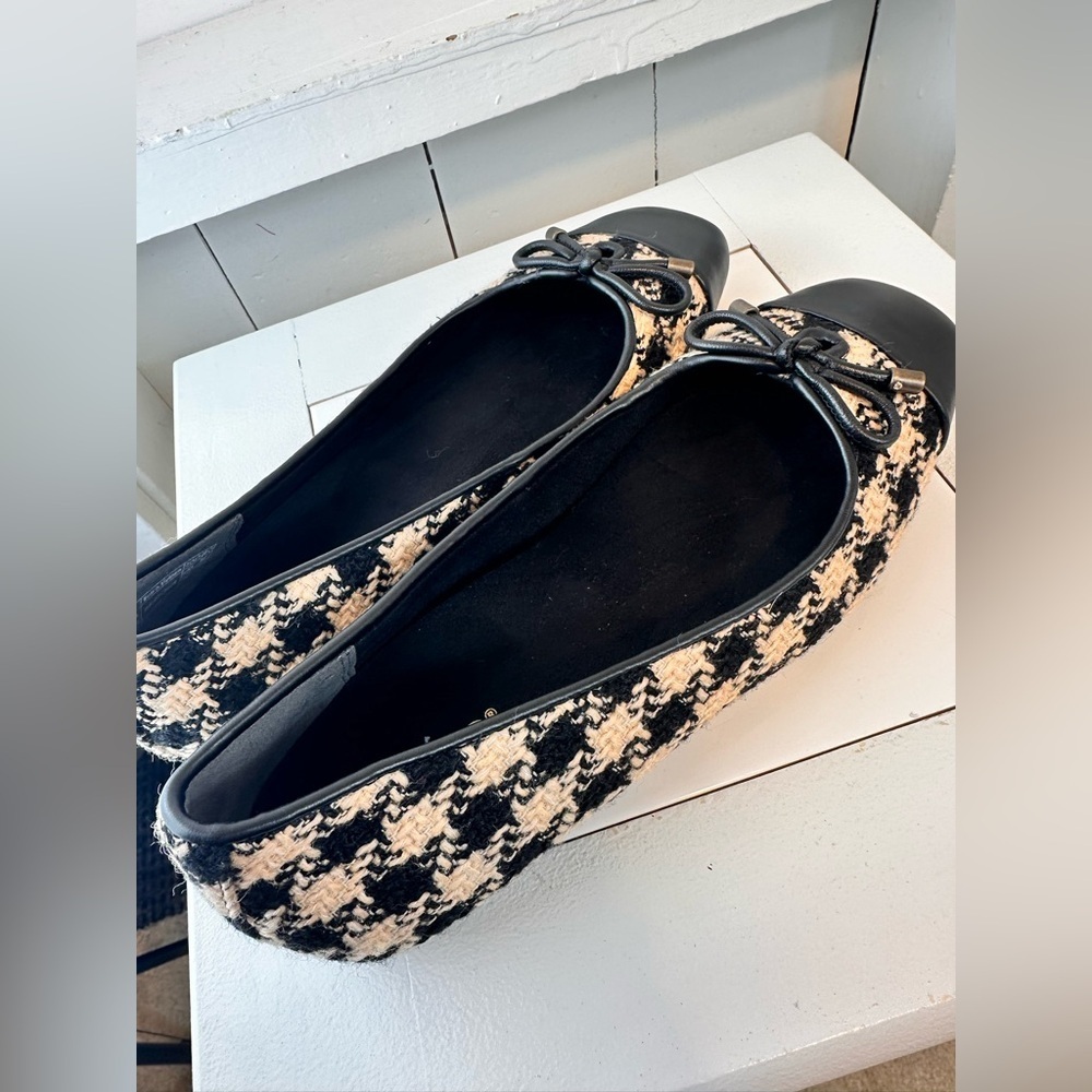 Vionic Klara Ballet Flats Women’s 8.5 Houndstooth Bow Cap Toe Like New Black - Picture 7 of 11